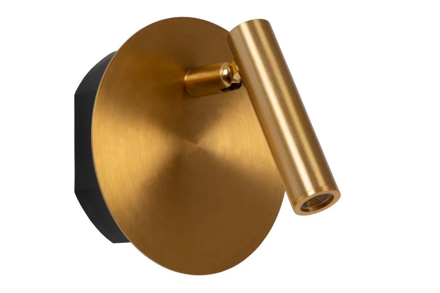 Lucide JOLIJN - wiederaufladbare Bettlampe / Wandleuchte - Akku/Batterie - Ø 10,2 cm - LED - 1x2W 3000K - Magnetisch - Mattes Gold / Messing - ausgeschaltet